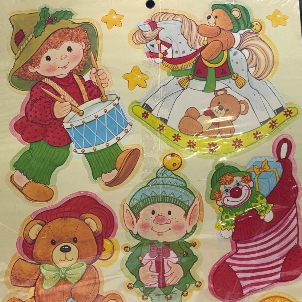 Vintage Eureka Christmas 12 pc Decorating Kit Santa Elf Snowman Around 6-9